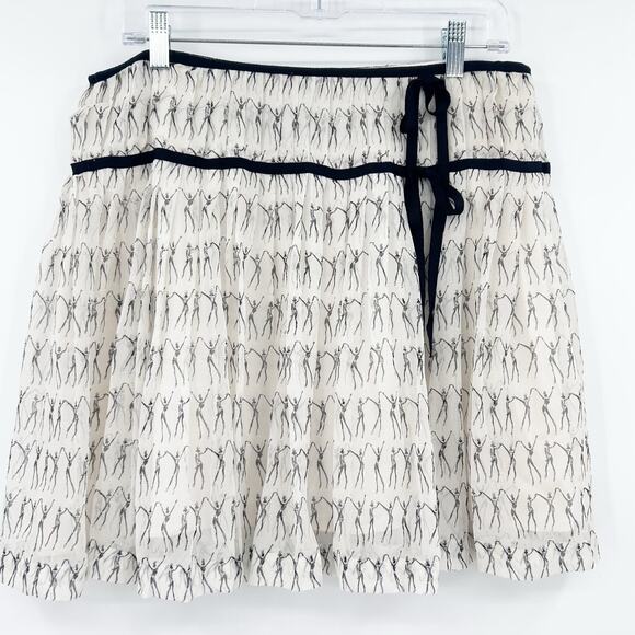 David Meister Ivory Silk Skirt Abstract Dancer Print Lined A Line Womens Size 10 - Picture 3 of 11
